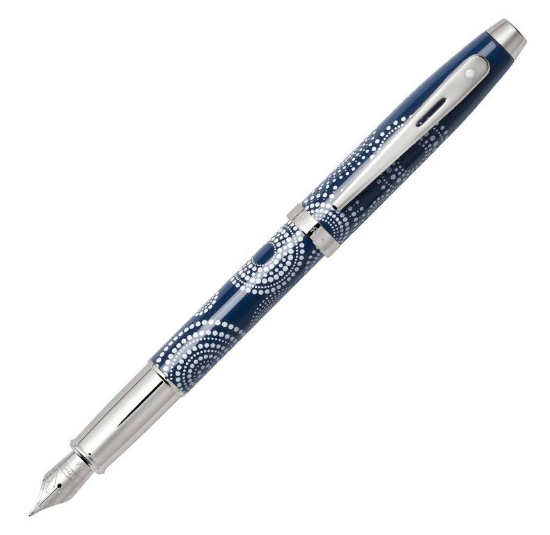 9270 Pióro wieczne Sheaffer kolekcja 100, niebieski, wzór, wykończenia chromowane