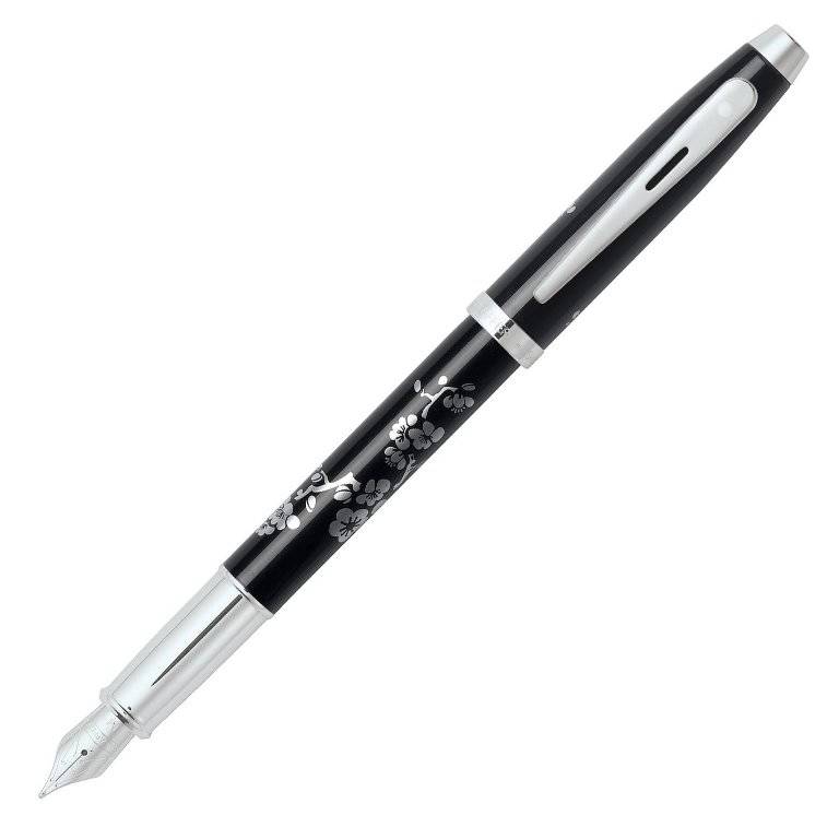 9299 Pióro wieczne Sheaffer kolekcja 100, czarne, wzór, wykończenia chromowane - Znakowanie, Gadżet reklamowy