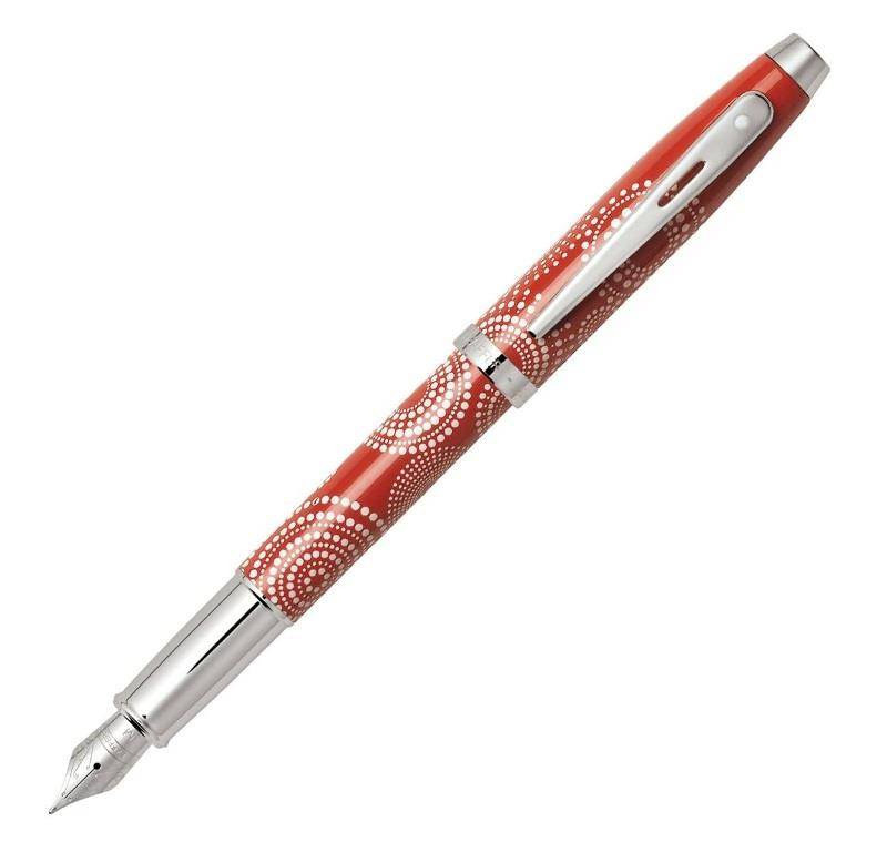 9272 Pióro wieczne Sheaffer kolekcja 100, czerwony, wzór, wykończenia chromowane